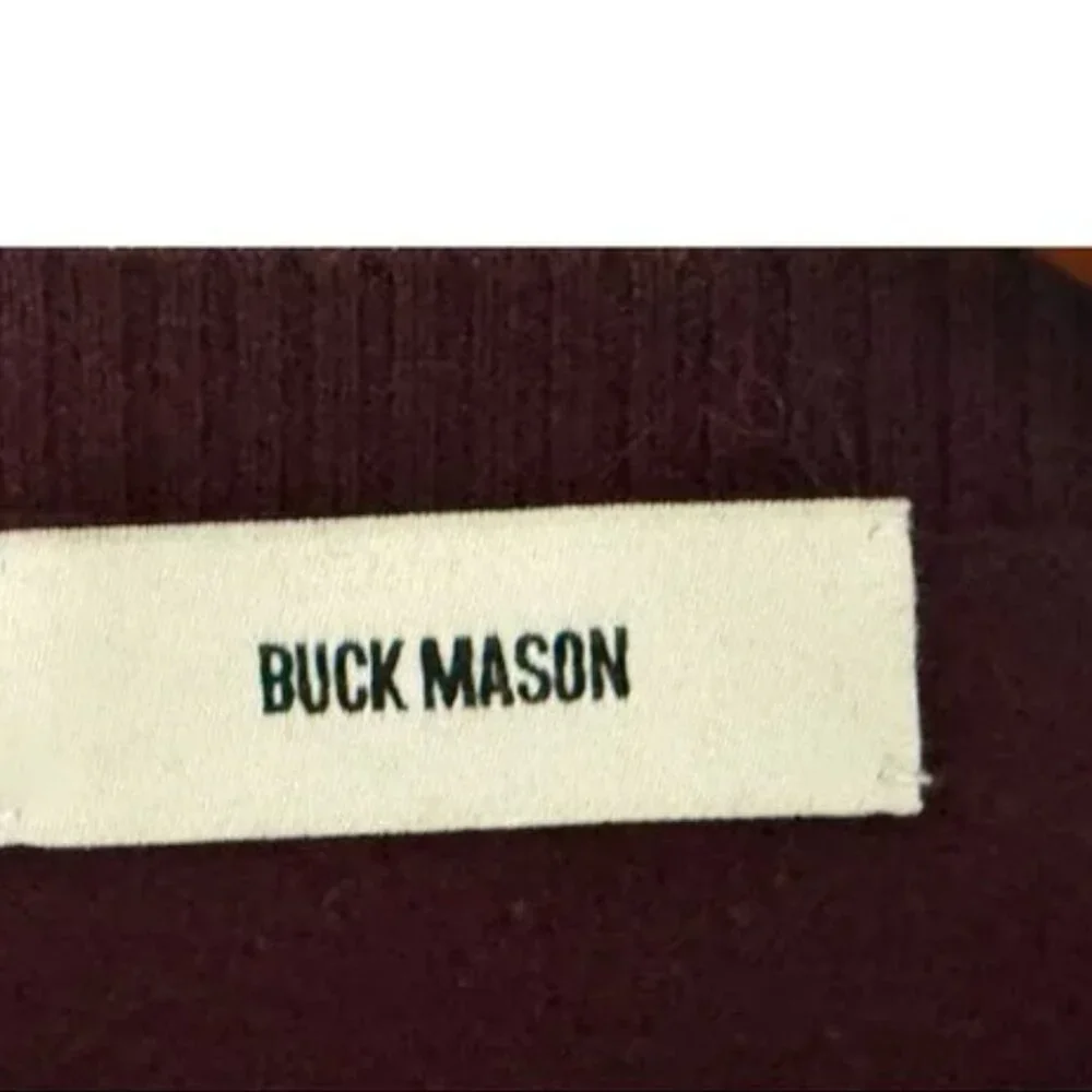 Buck Mason Mens Burgundy 100% Wool Sweater Crewneck Long Sleeve XL - Picture 4 of 5